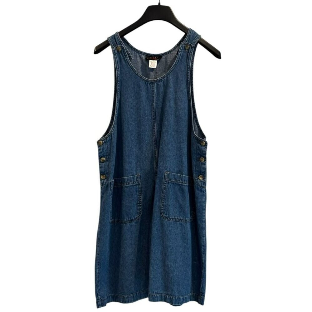 Vintage Truly Yours Denim Jumper Dress – Y2K 2000s Blue Cotton Size 10‎
